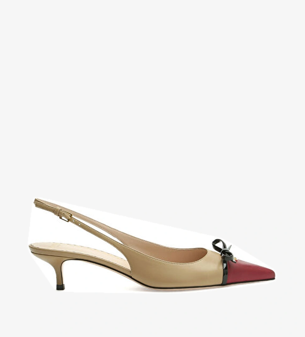 Valentino Garavani Bej Deri Topuklu Ayakkabı model görseli