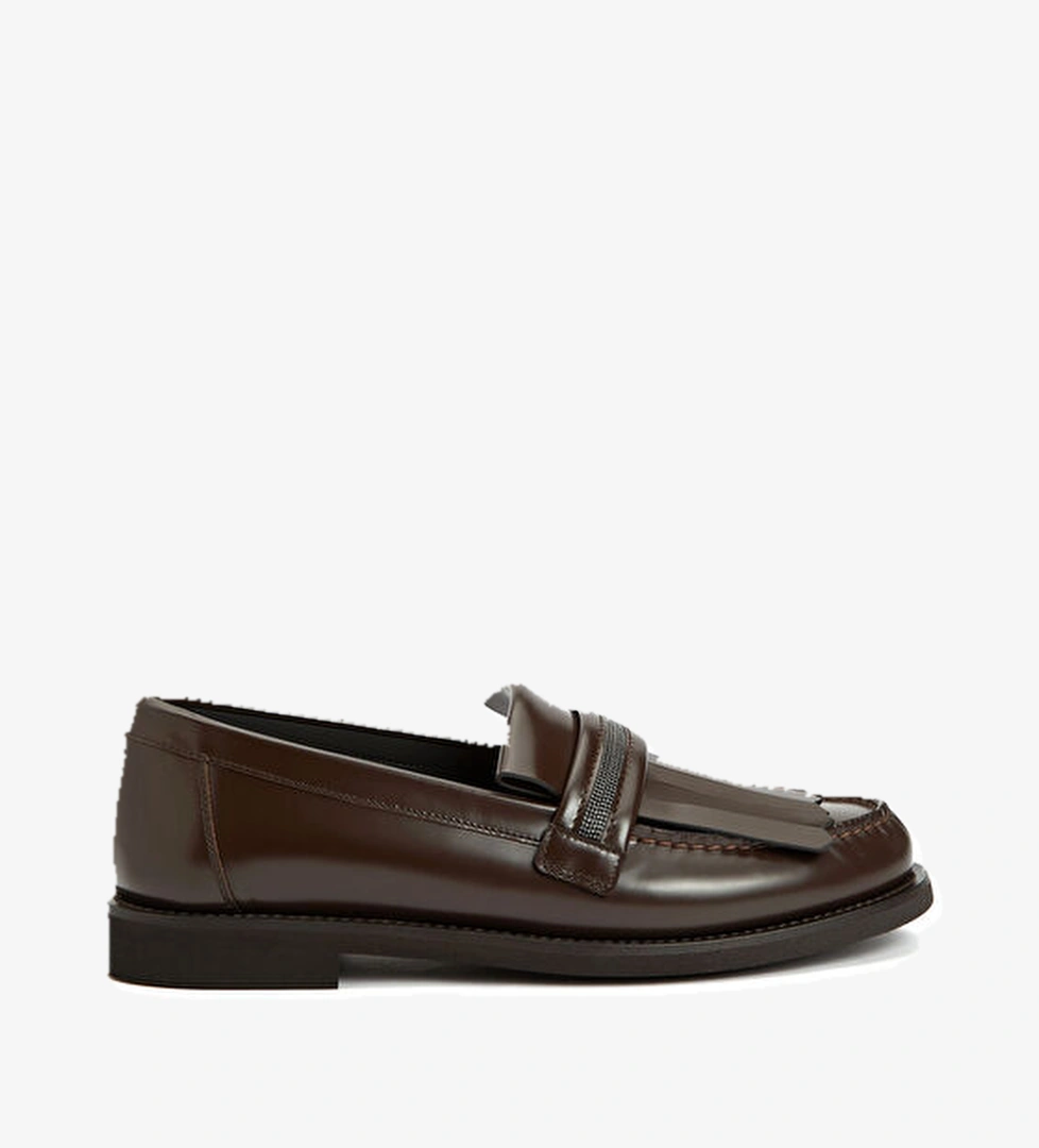 Brunello Cucinelli Kahverengi Kadın Deri Loafer model görseli