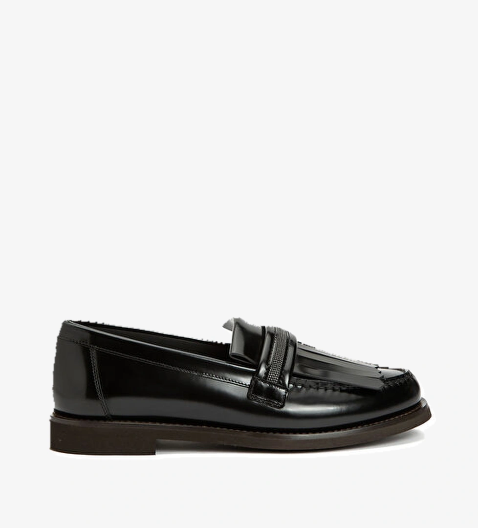 Brunello Cucinelli Siyah Kadın Deri Loafer model görseli