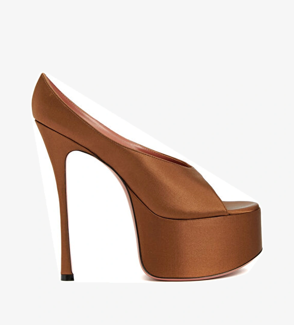 Anok Koyu Kahverengi Kadın İpek Terlik - Görsel 1