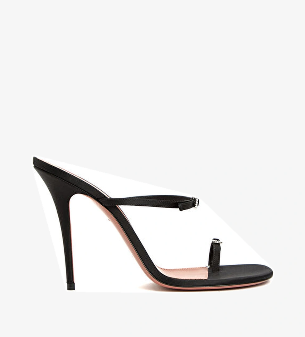 Amina Muaddi Adut Siyah Kadın İpek Terlik model görseli