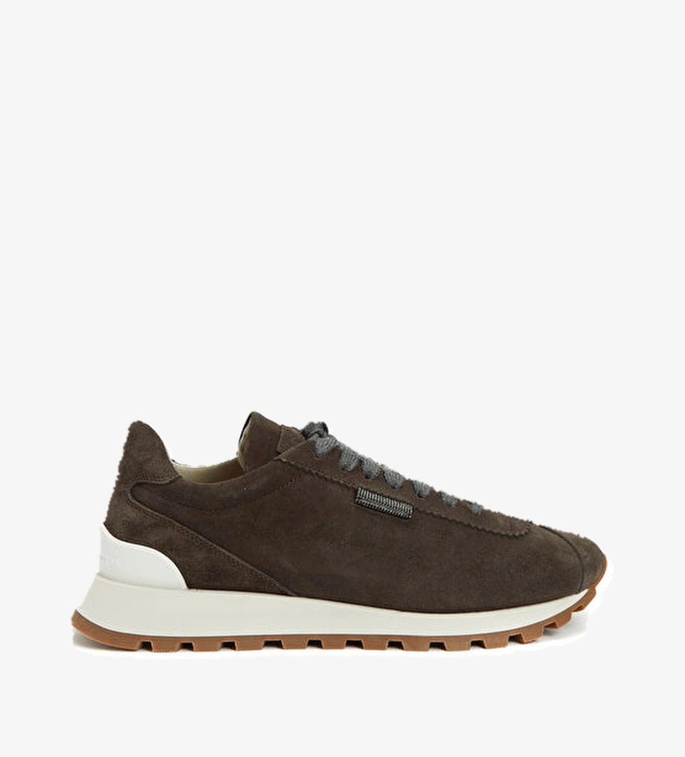 Brunello Cucinelli Koyu Kahverengi Kadın Deri Sneaker model görseli