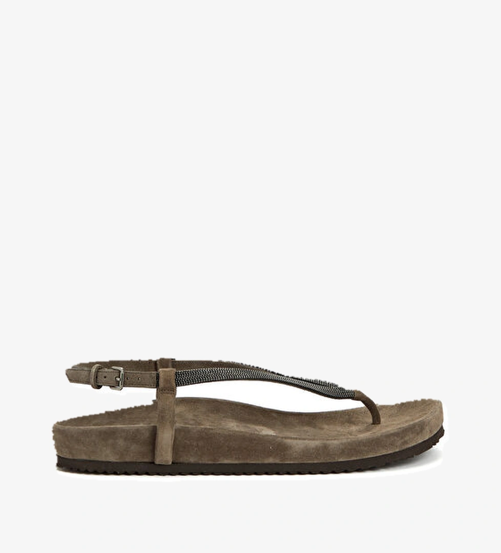 Brunello Cucinelli Gri Kadın Deri Sandalet model görseli