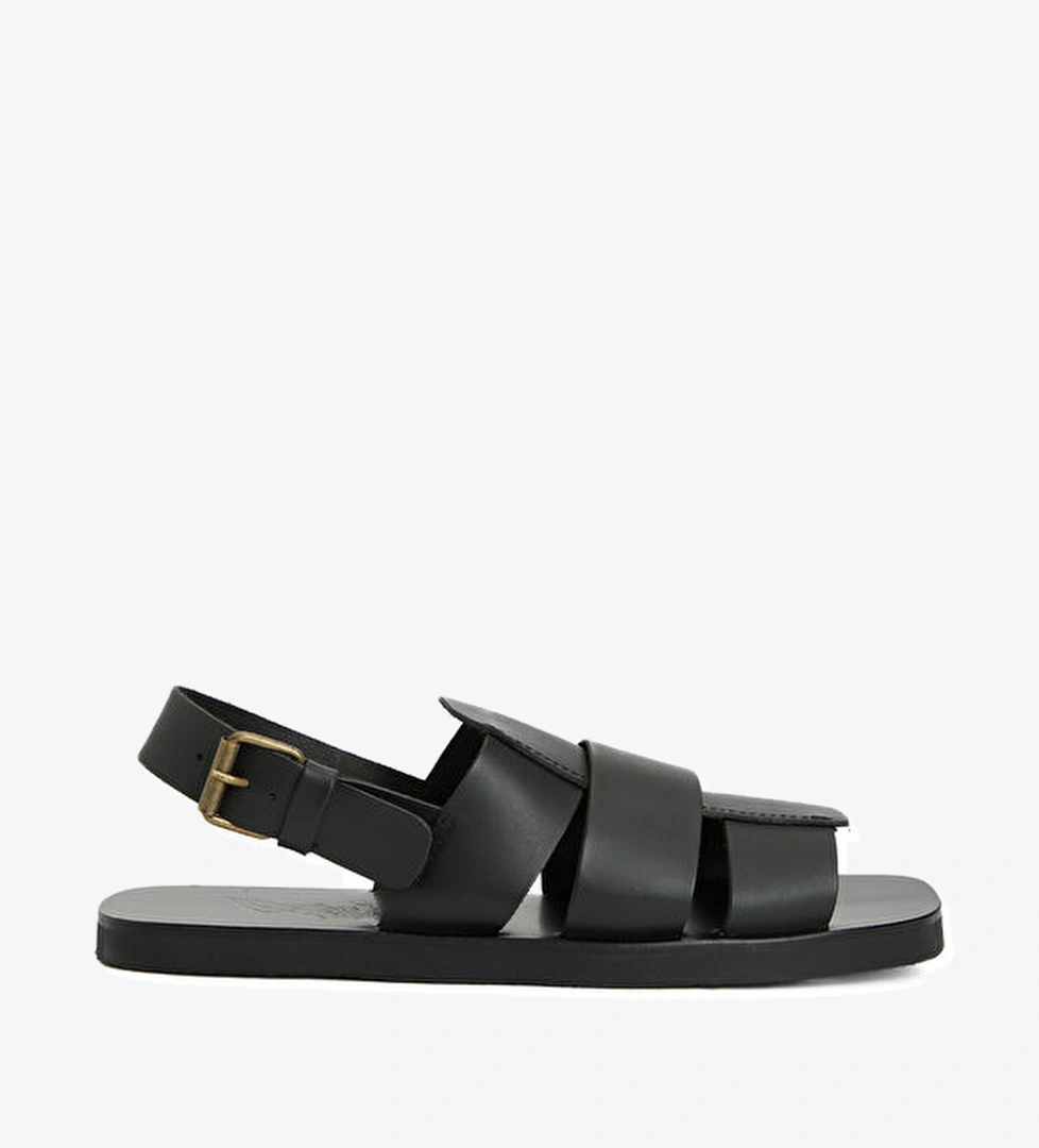 Ancient Greek Sandals Siyah Erkek Deri Sandalet model görseli