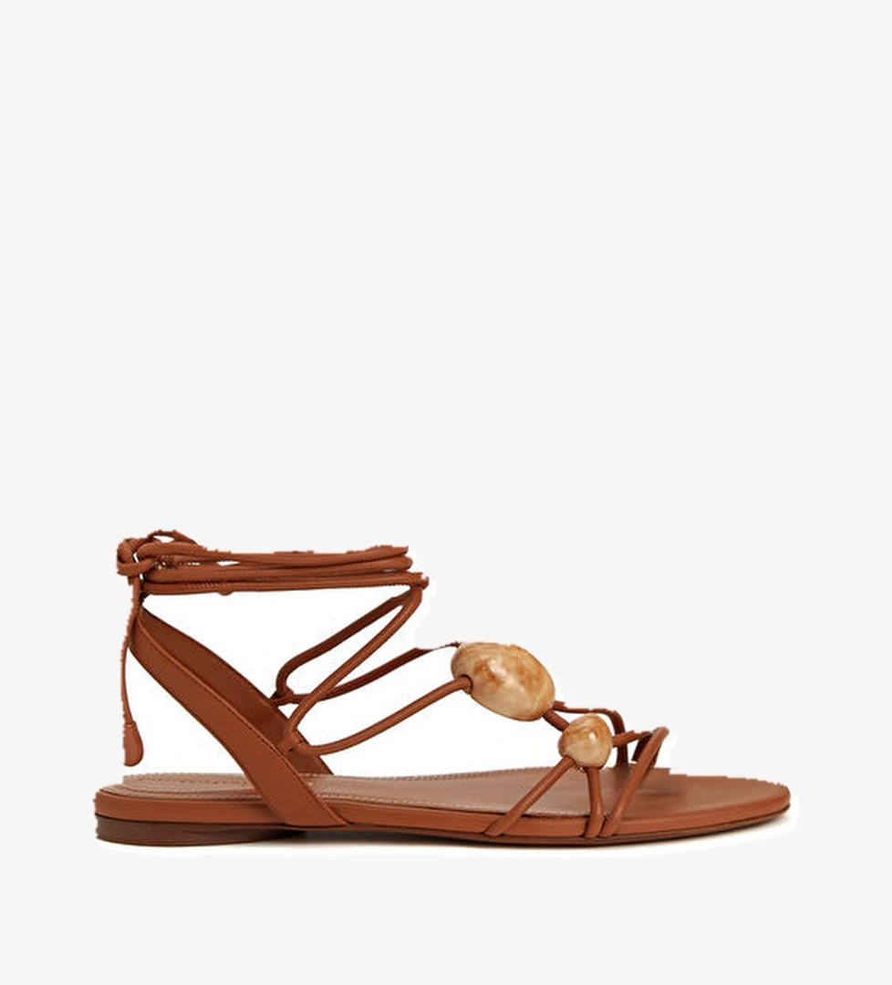 Gleam Kahverengi Kadın Deri Sandalet - Görsel 1