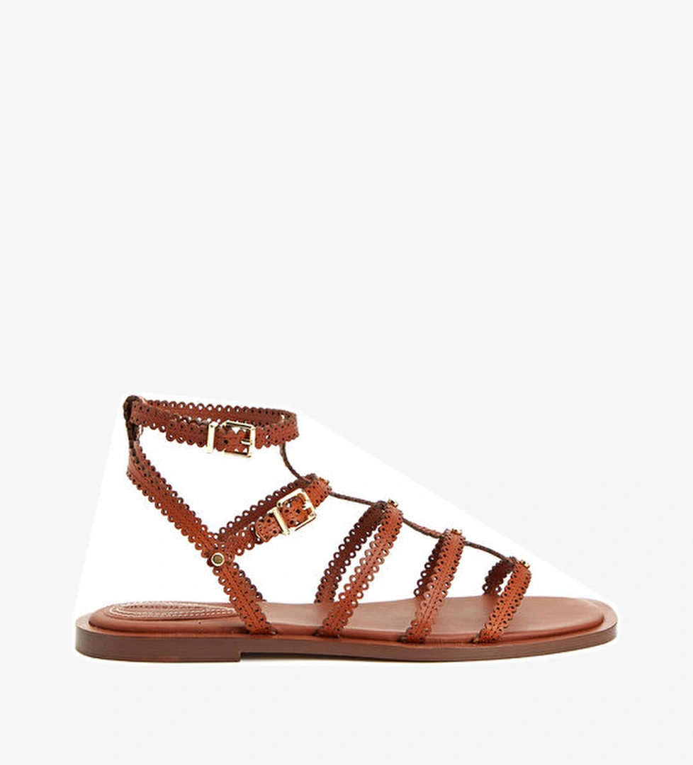 Goldie Taba Kadın Deri Sandalet - Görsel 1