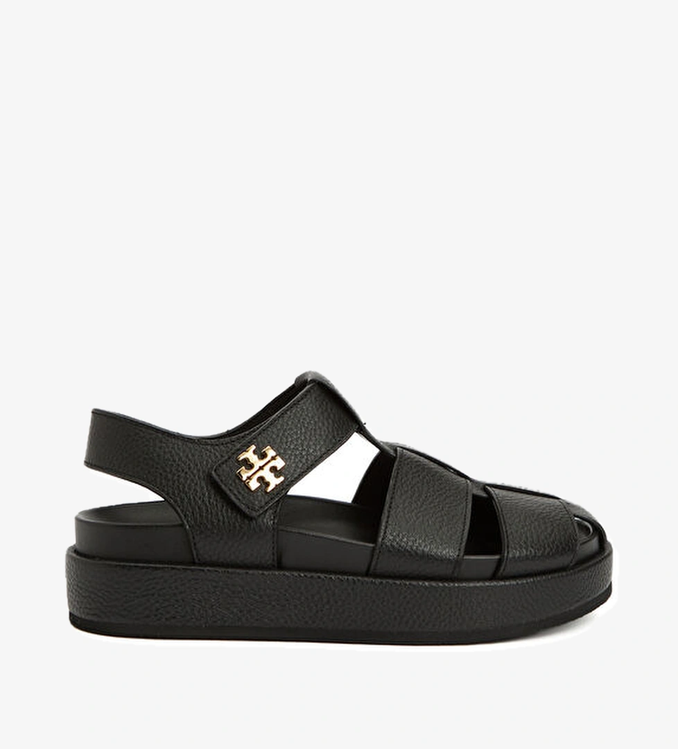 Siyah Kadın Deri Sandalet - Görsel 1