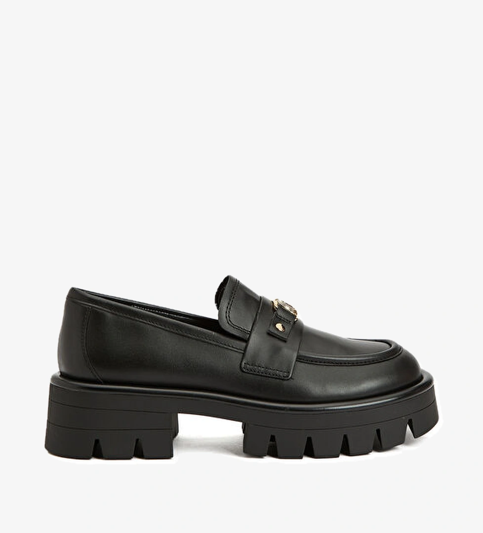 Mandy Siyah Kadın Deri Loafer - Görsel 1