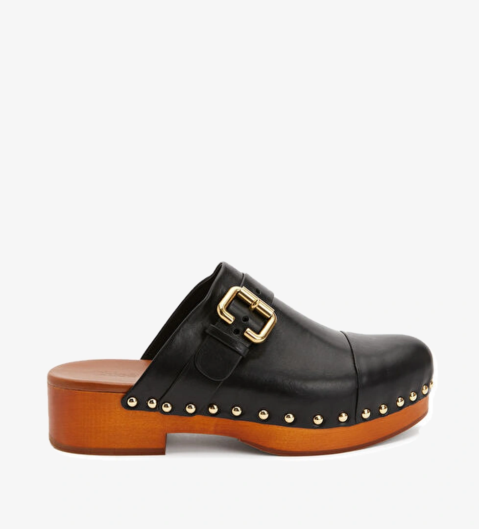 Jeannette Siyah Kadın Deri Terlik - Görsel 1