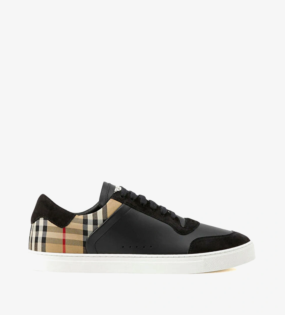 Leather Suede and Check Siyah Erkek Sneaker