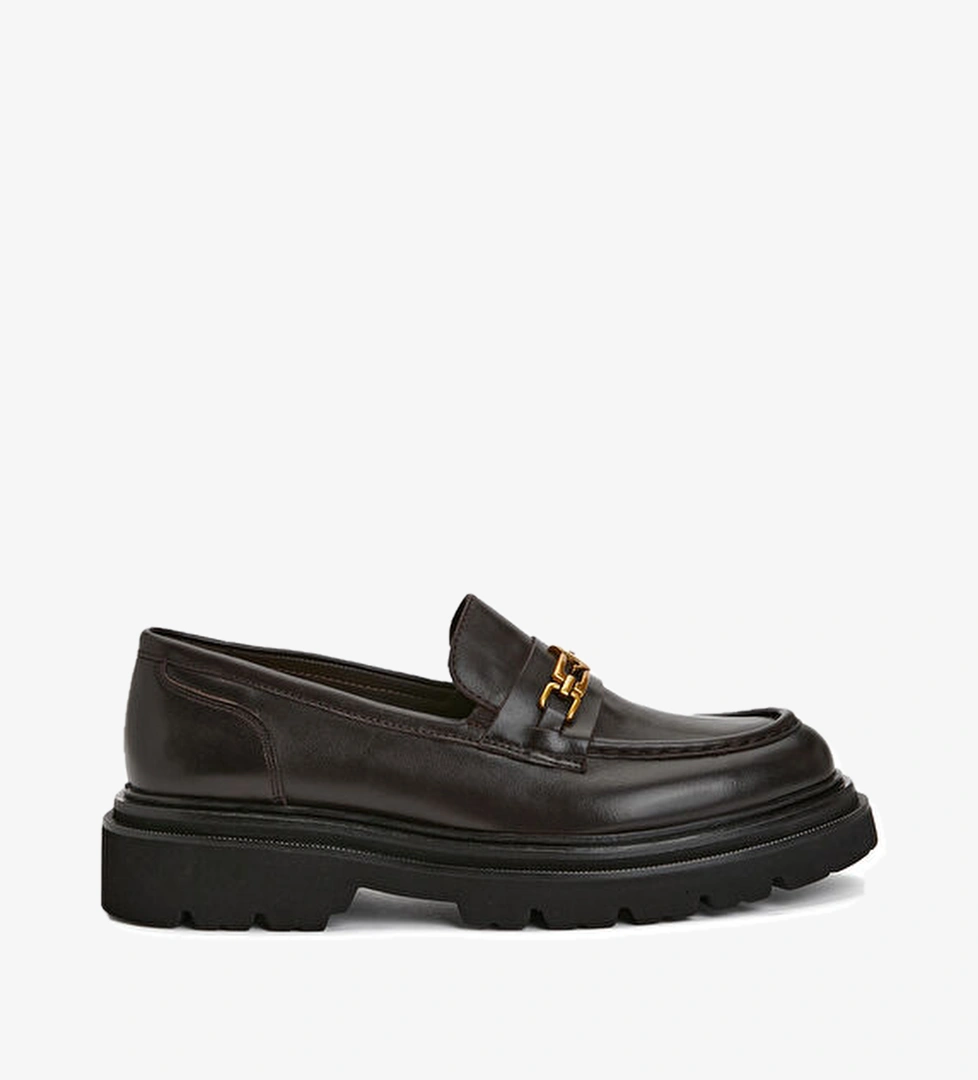 Beymen Club Koyu Kahverengi Kadın Deri Loafer model görseli