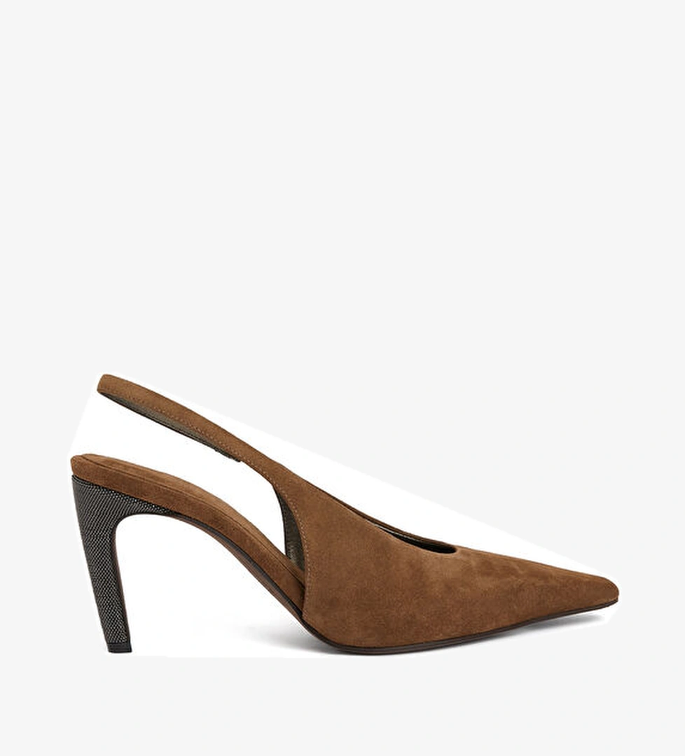 Brunello Cucinelli Kahverengi Süet Topuklu Ayakkabı model görseli