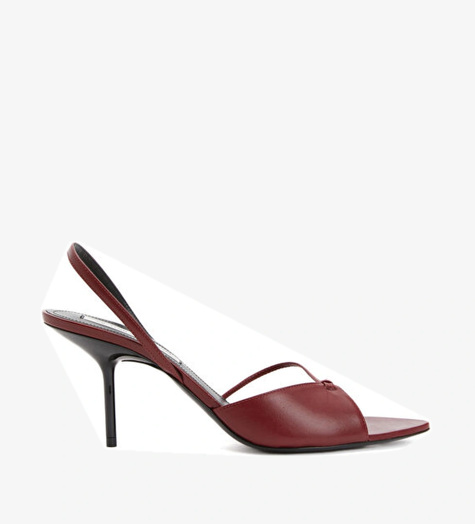 Bordo Deri Topuklu Ayakkabı - Görsel 1