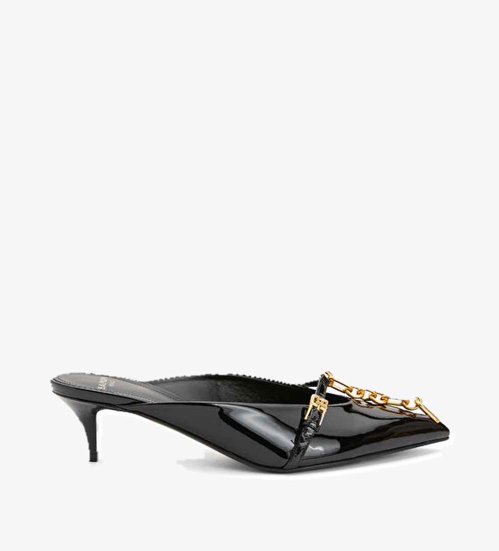 Balmain Sync Patent Siyah Kadın Deri Terlik model görseli