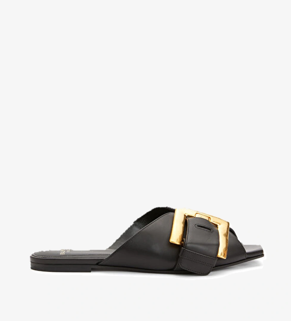 Balmain Anthem Siyah Kadın Deri Terlik model görseli