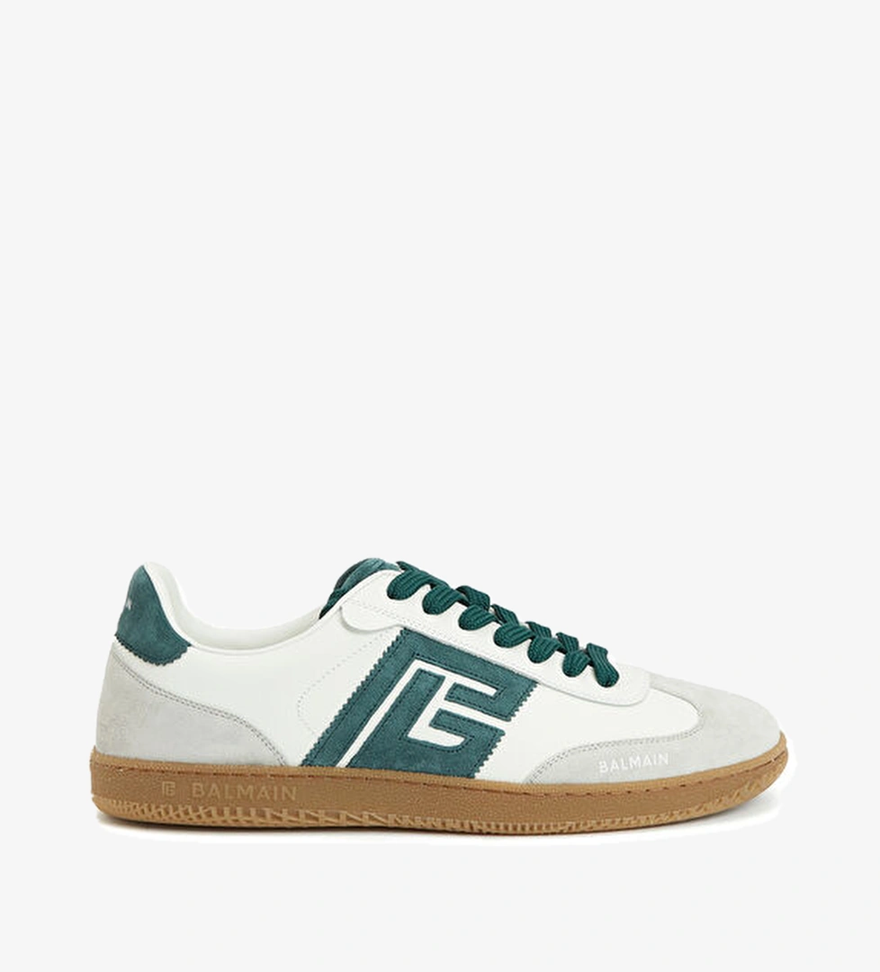 Balmain Swan Beyaz Yeşil Erkek Deri Sneaker model görseli