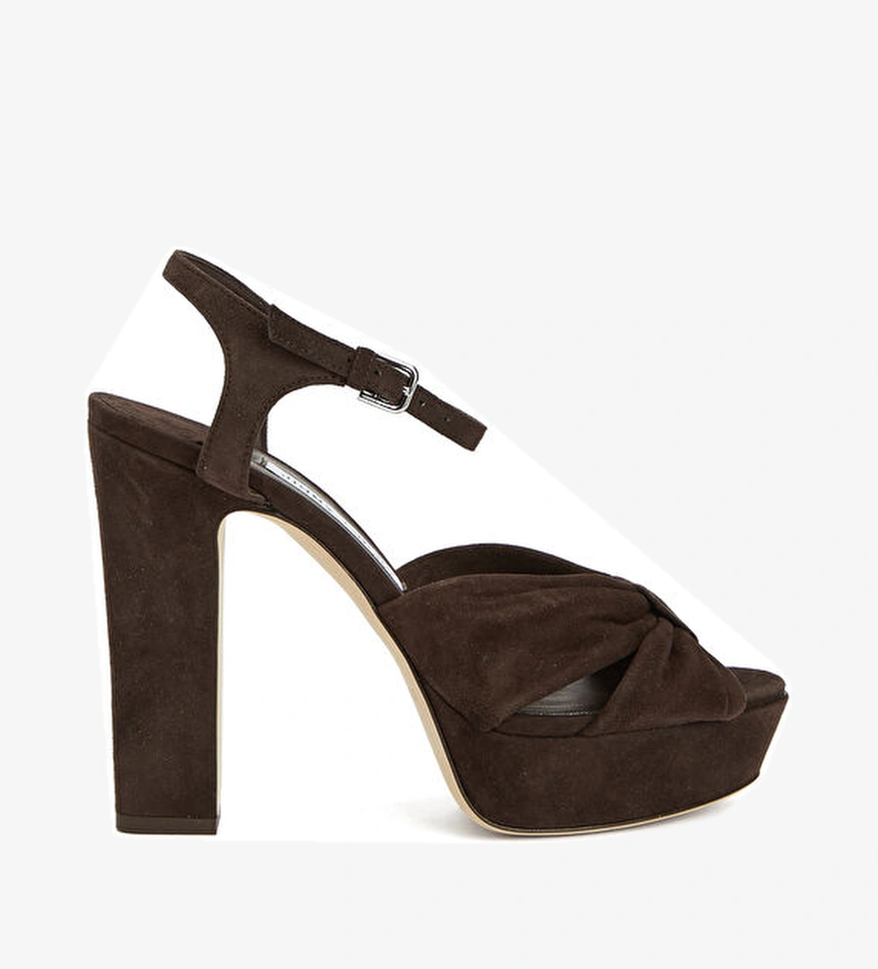 Jimmy Choo Heloise Koyu Kahverengi Kadın Süet Sandalet model görseli