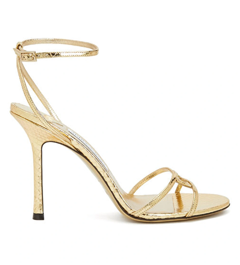 Leo Gold Deri Topuklu Sandalet - Görsel 1