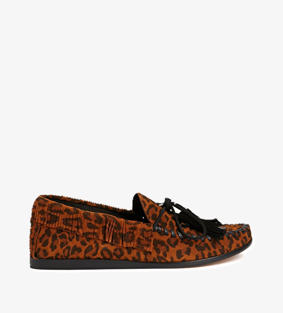 Isabel Marant Fitza Leopar Desenli Kadın Süet Loafer model görseli
