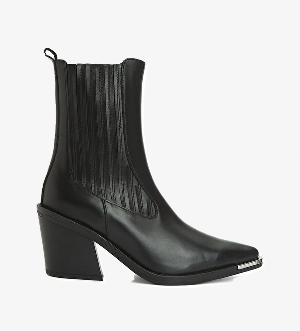 Academia Siyah Kadın Deri Western Bot model görseli