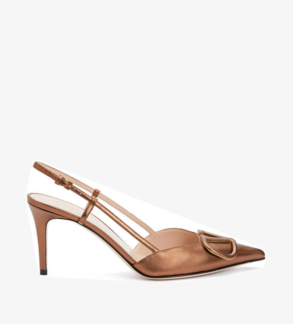 Valentino Garavani VLogo Bronz Deri Topuklu Ayakkabı model görseli
