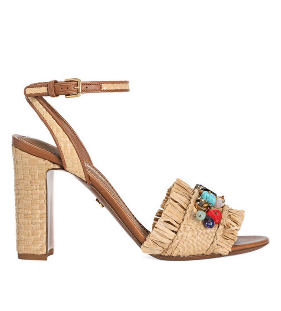 Dolce&gabbana Naturel Taş İşlemeli Kadın Sandalet model görseli