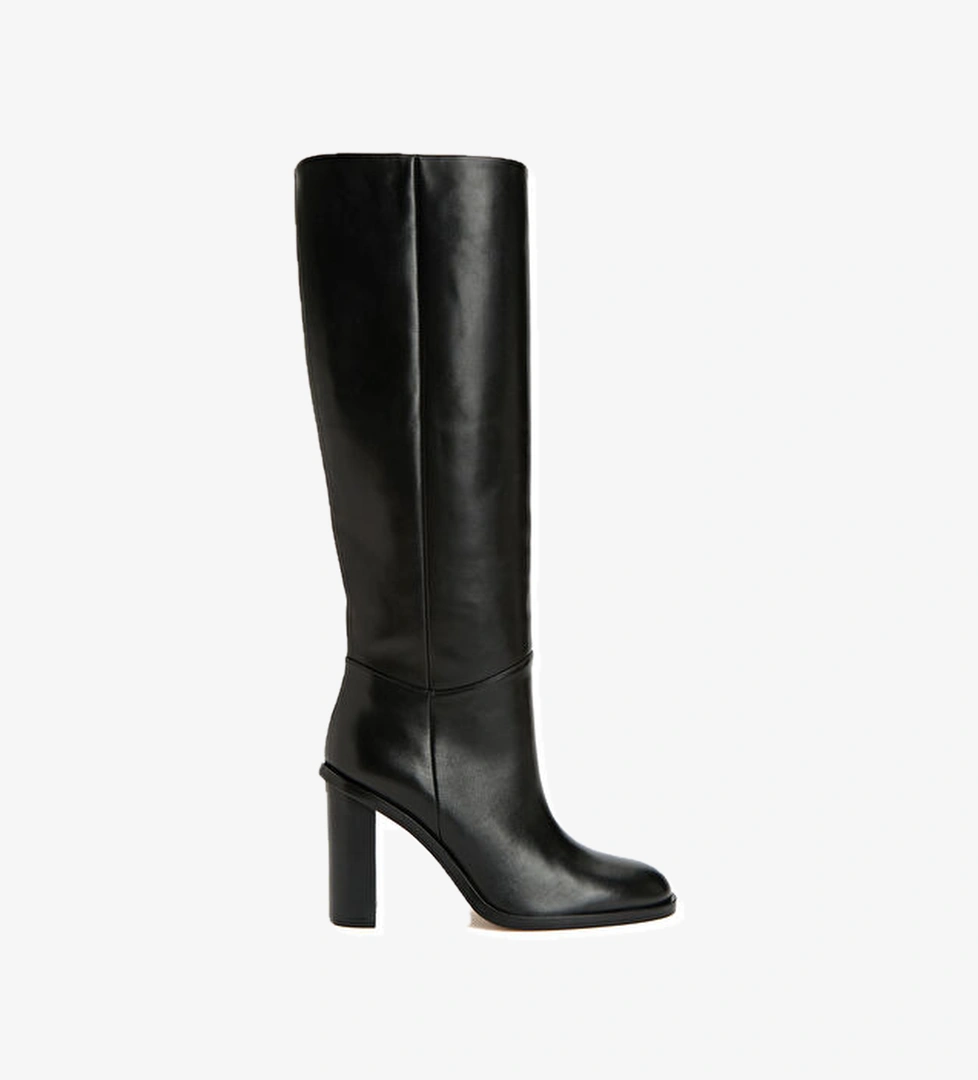 Siyah Topuklu Deri Çizme - Görsel 1