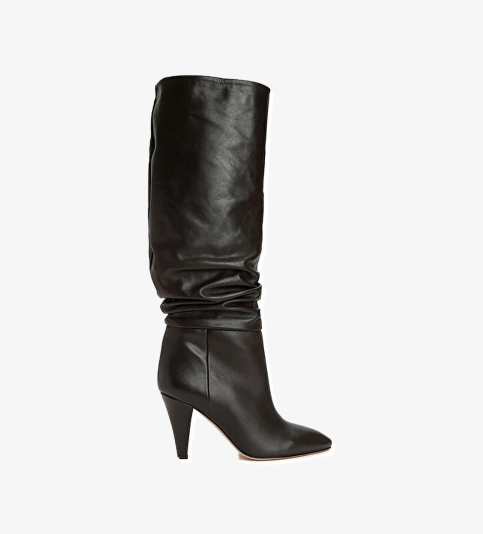 Beymen Collection Koyu Kahverengi Topuklu Deri Çizme model görseli