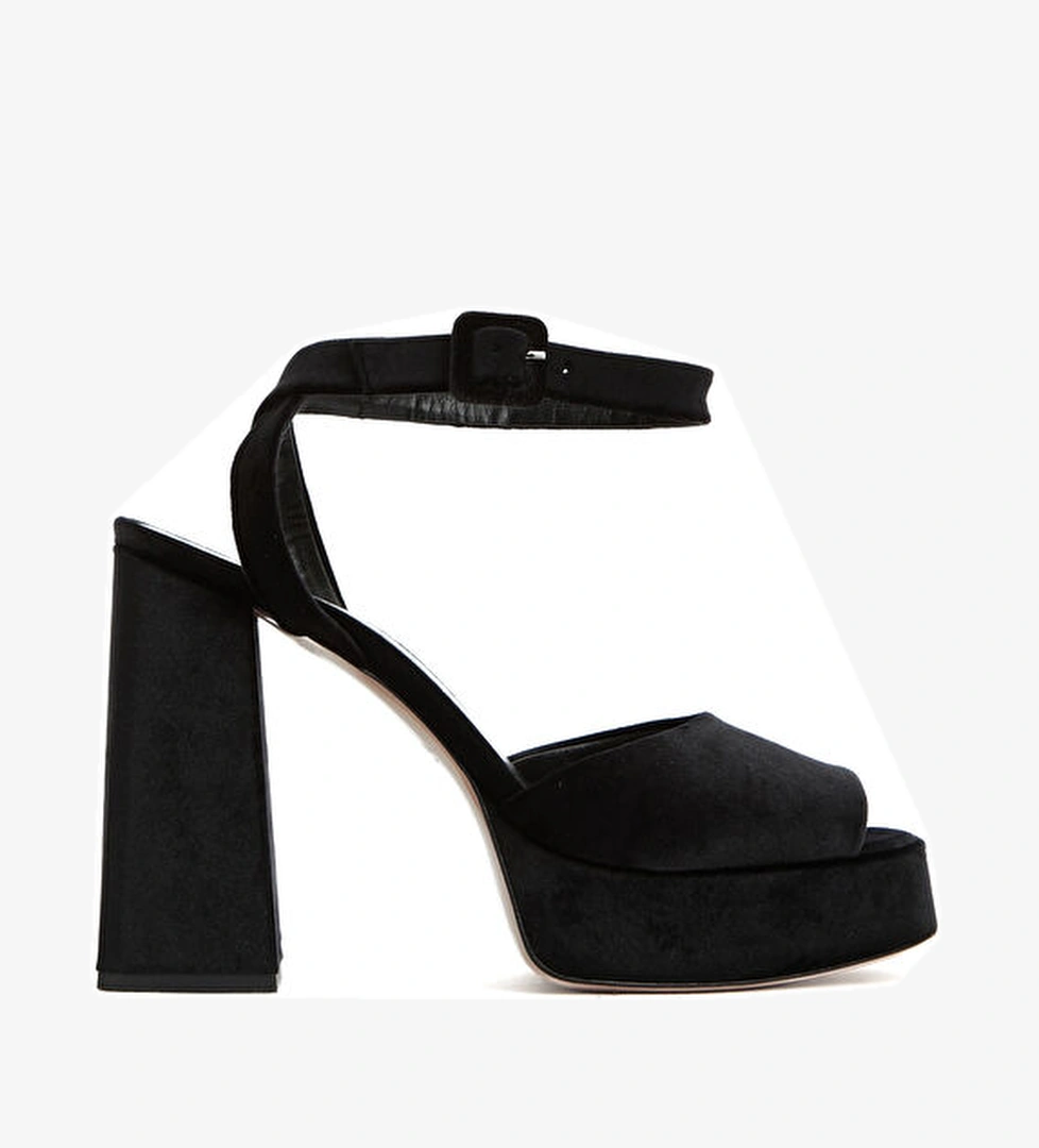 Beymen Collection Siyah Kadın Kadife Sandalet model görseli