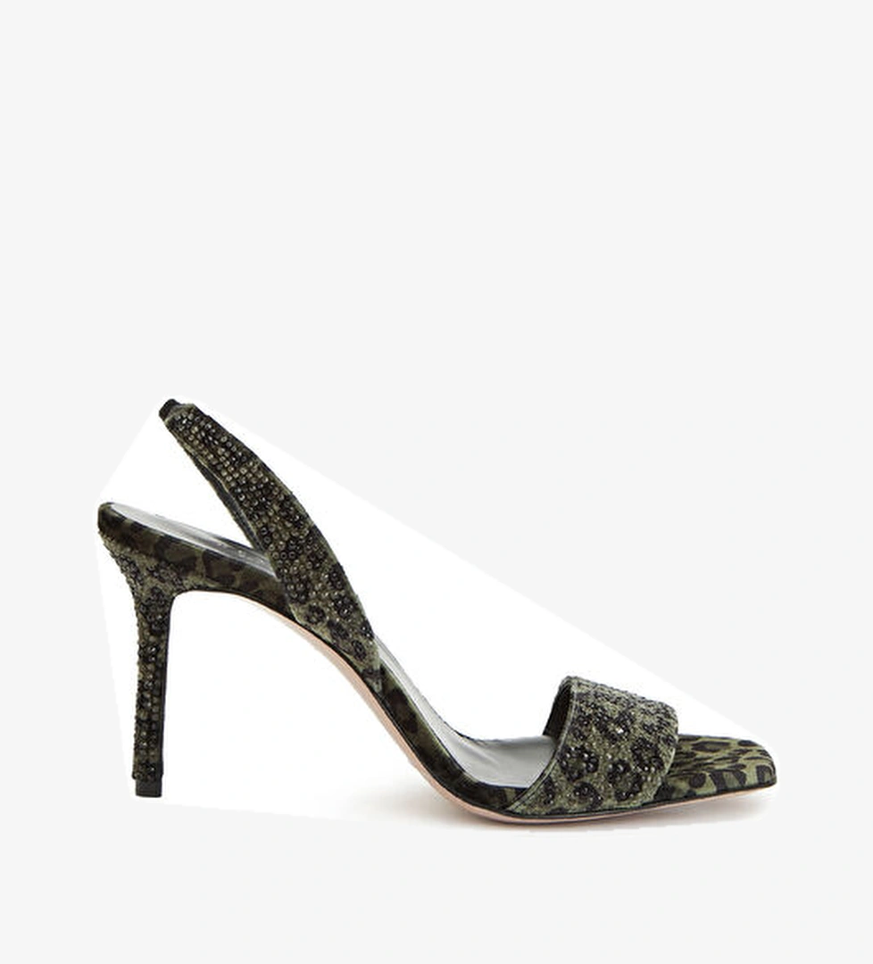 Beymen Collection Haki Taşlı Topuklu Deri Sandalet model görseli