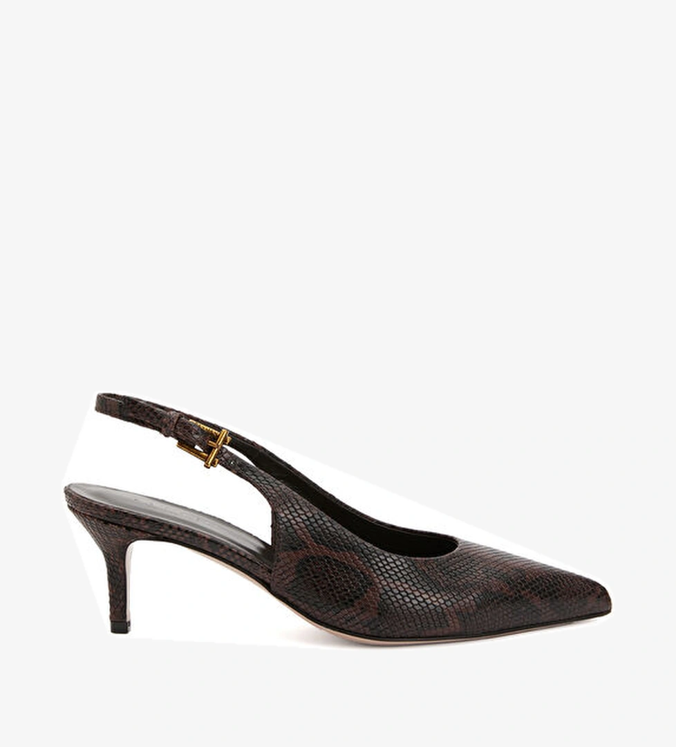 Beymen Collection Kahverengi Desenli Deri Topuklu Ayakkabı model görseli