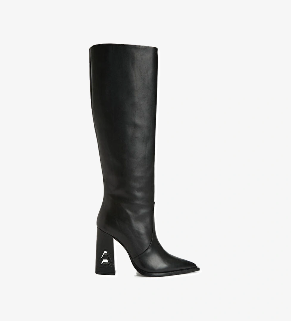 Academia Siyah Logolu Kadın Deri Çizme model görseli