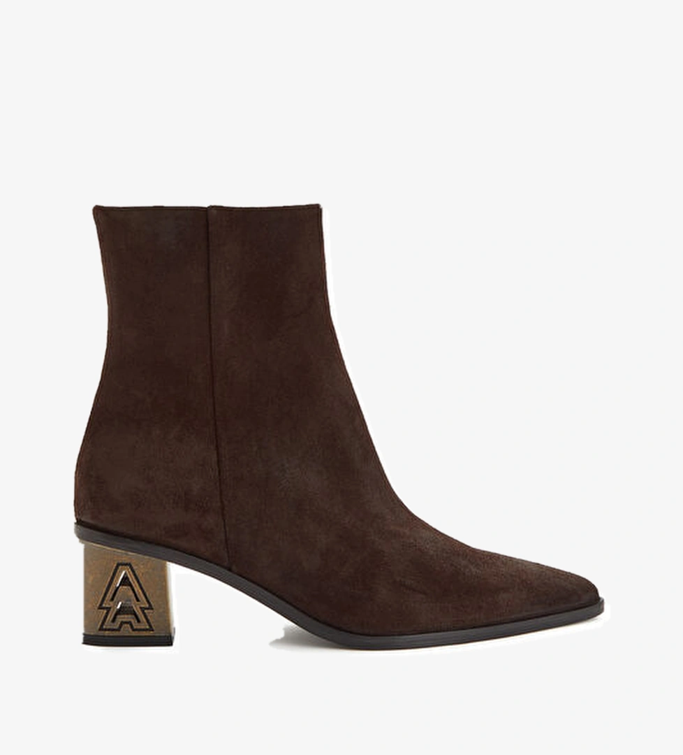 Academia Koyu Kahverengi Topuğu Logolu Kadın Süet Bot model görseli