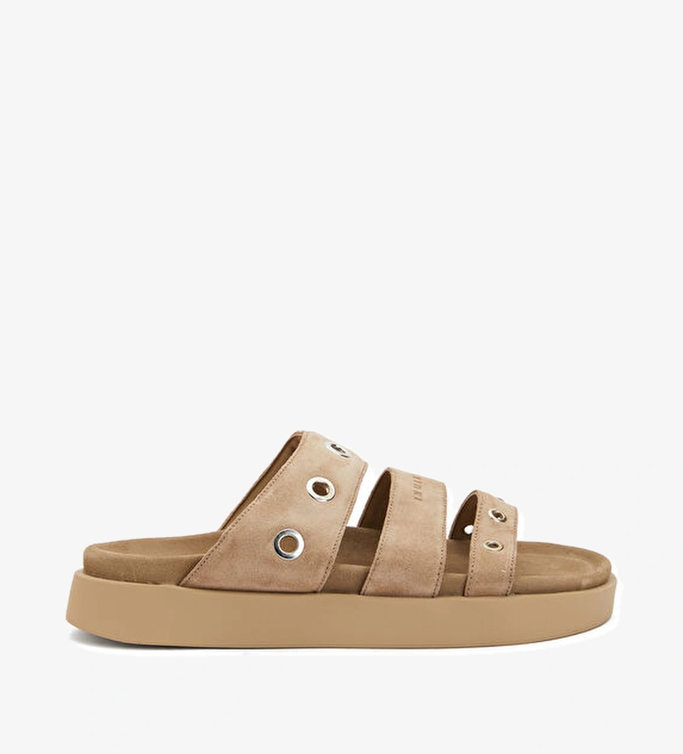 Bej Kadın Deri Terlik - Görsel 1