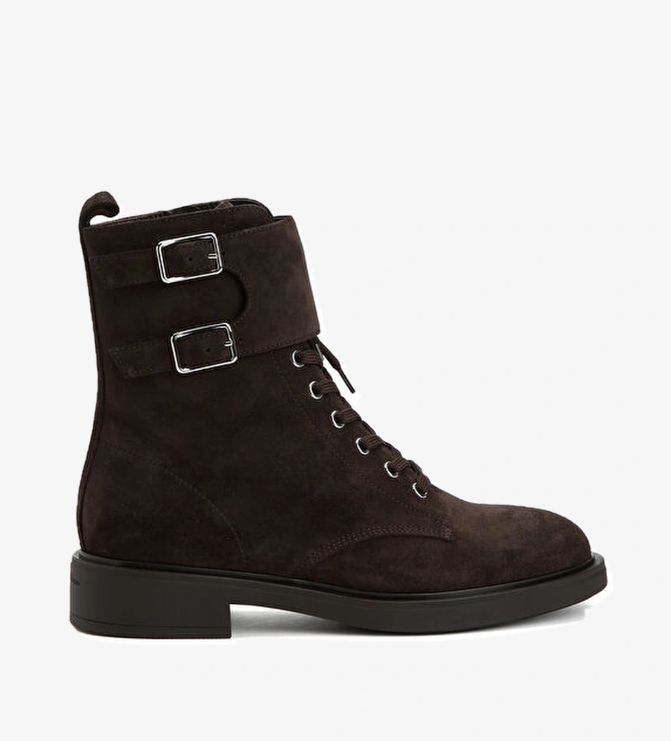 Gianvito Rossi Koyu Kahverengi Kadın Süet Bot model görseli