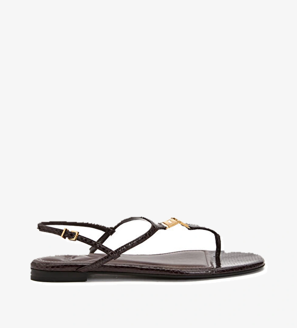 Fendi Bordo Desenli Kadın Deri Sandalet model görseli