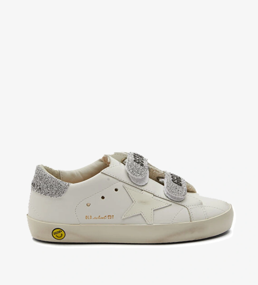 Golden Goose Old School Beyaz Unisex Çocuk Deri Sneaker model görseli