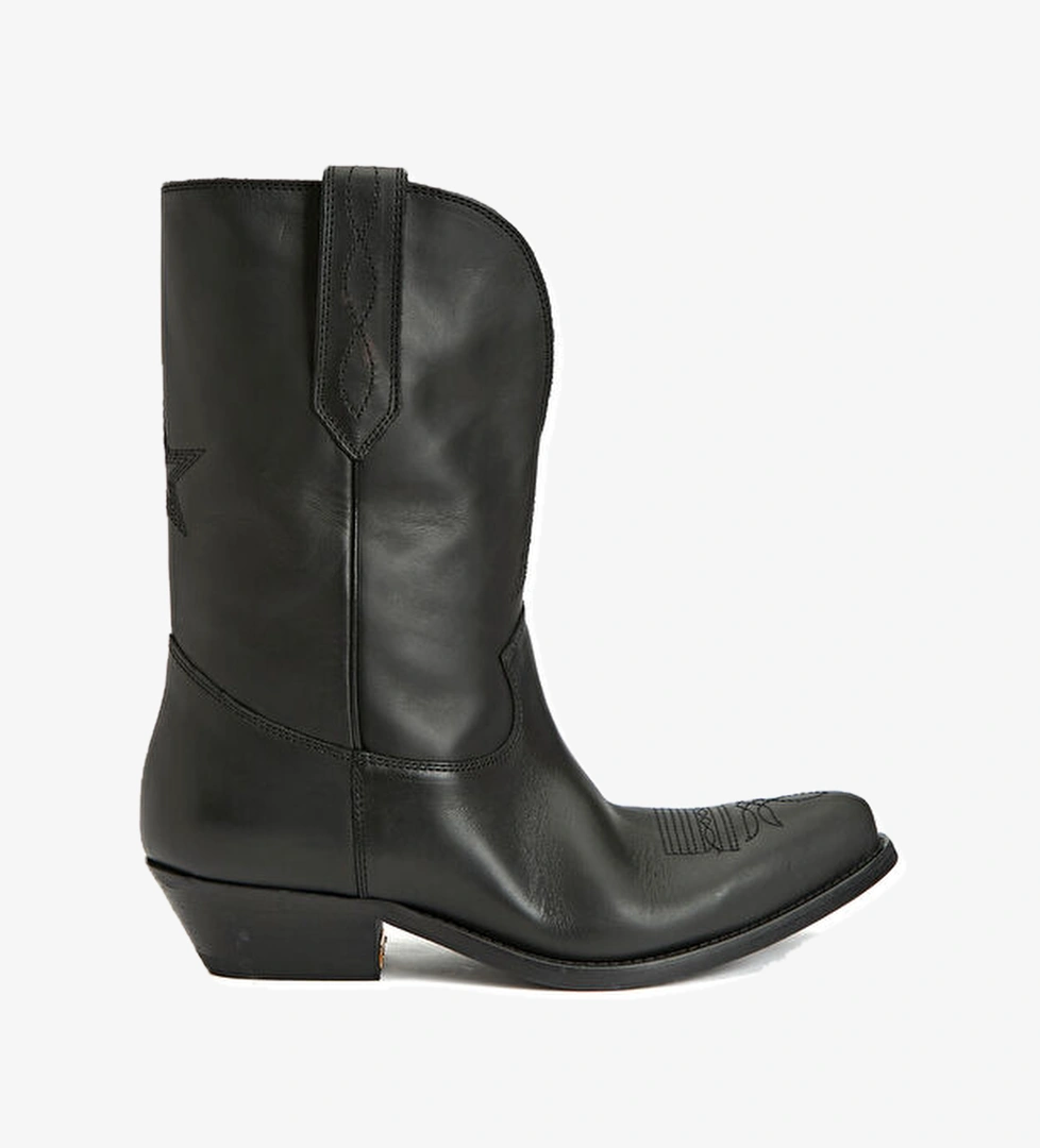 Golden Goose Wish Star Siyah Kadın Deri Bot model görseli