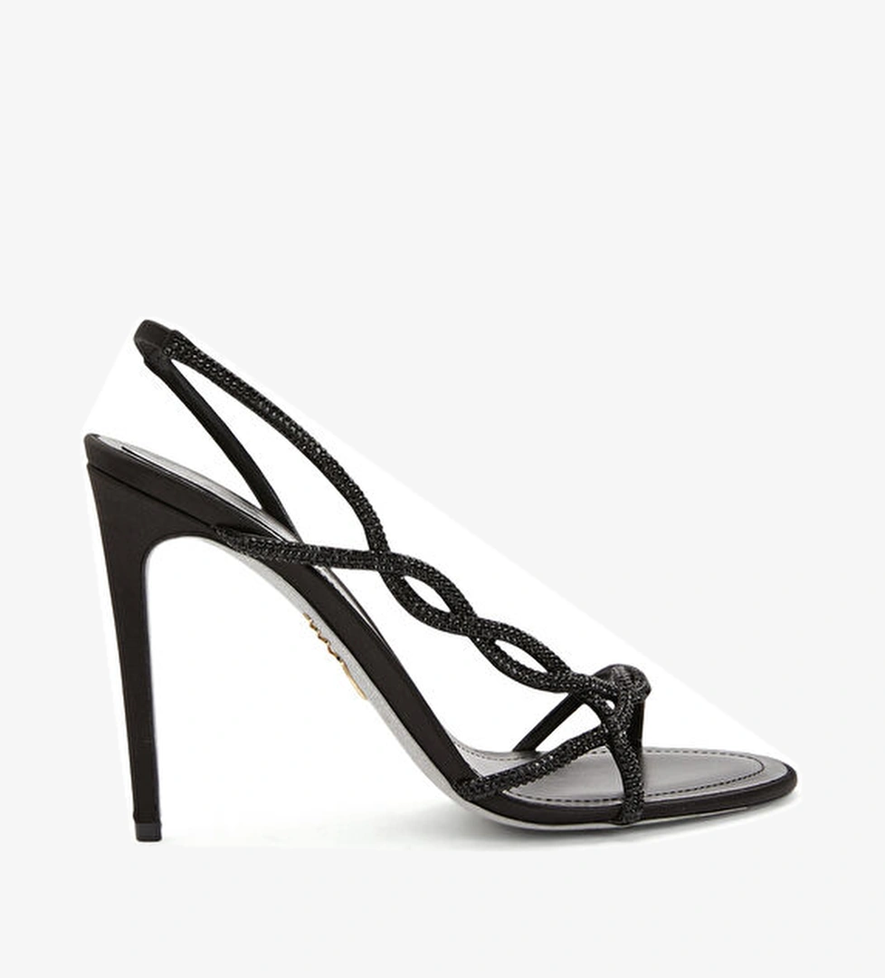 Rene Caovilla Braid Siyah Topuklu Sandalet model görseli