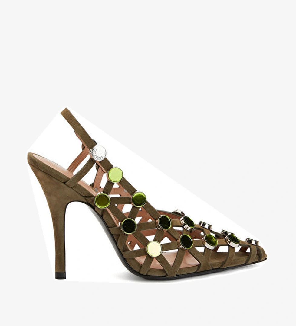 The Attico Haki Deri Topuklu Ayakkabı model görseli