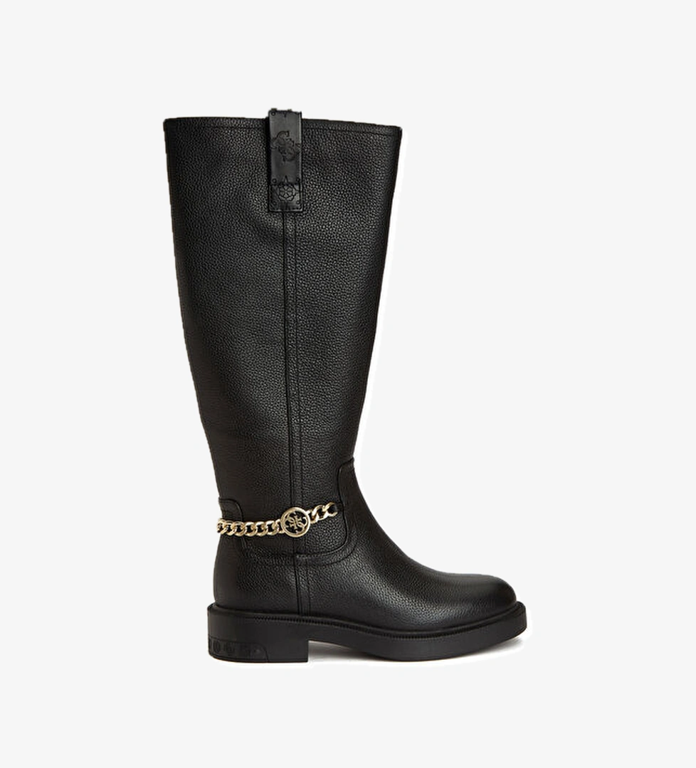 Fyonal Siyah Kadın Deri Çizme - Görsel 1