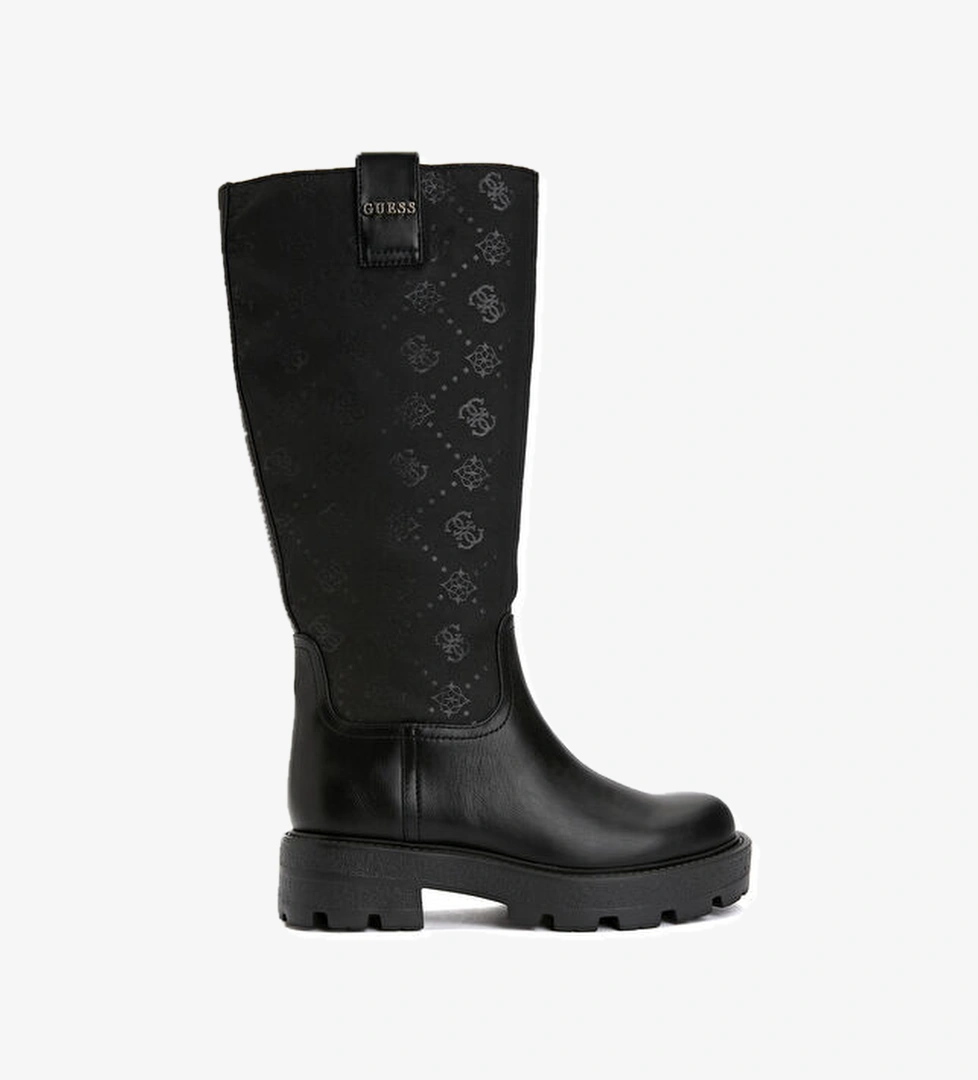 Siyah Logo Desenli Kadın Çizme - Görsel 1