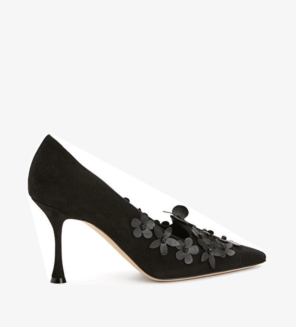 Manolo Blahnik Siyah Süet Topuklu Ayakkabı model görseli