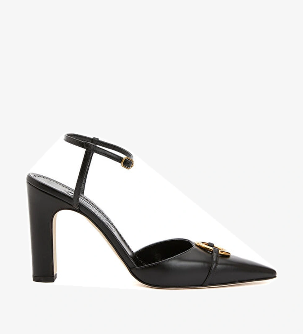 Manolo Blahnik Querelle Siyah Deri Topuklu Ayakkabı model görseli