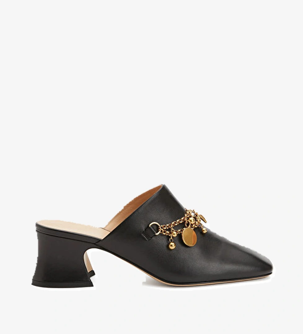 Charms Siyah Kadın Deri Terlik - Görsel 1