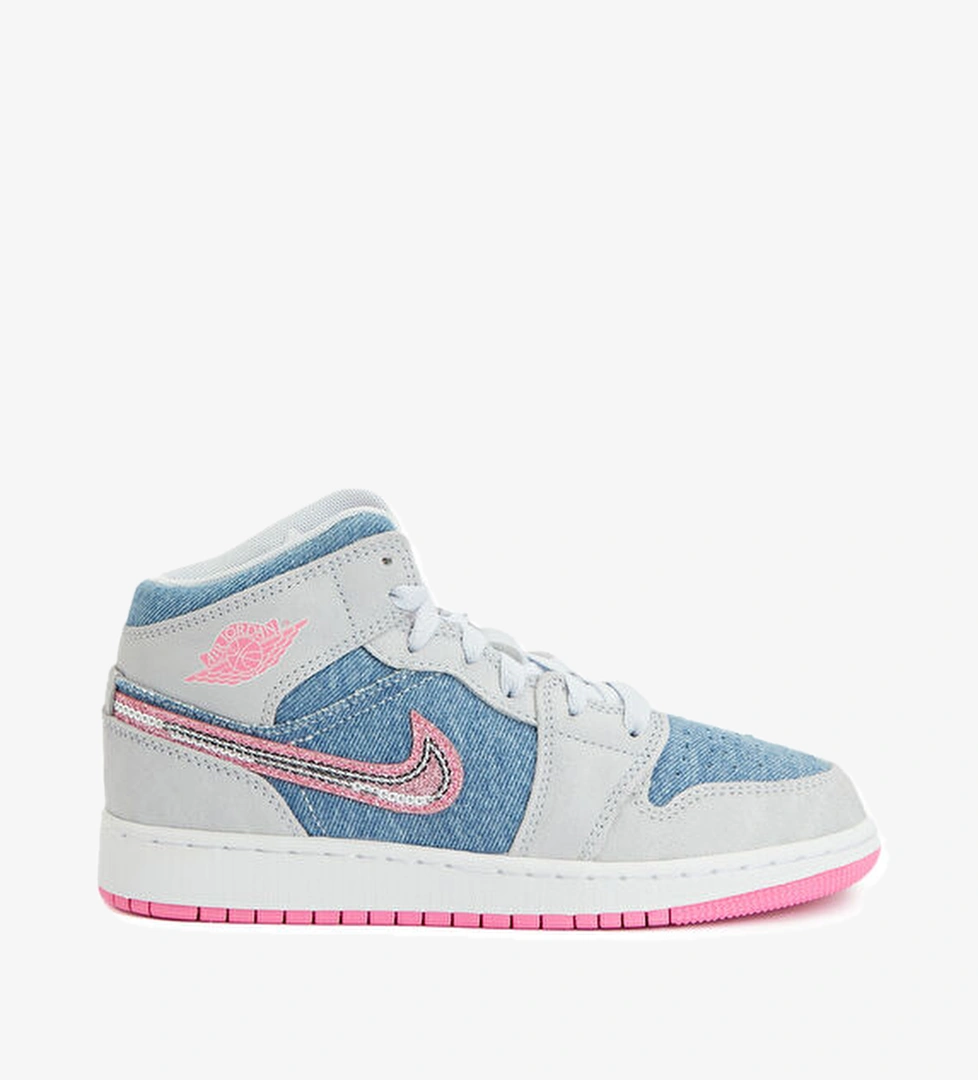 Air Jordan 1 Mavi Çocuk Denim Sneaker - Görsel 1