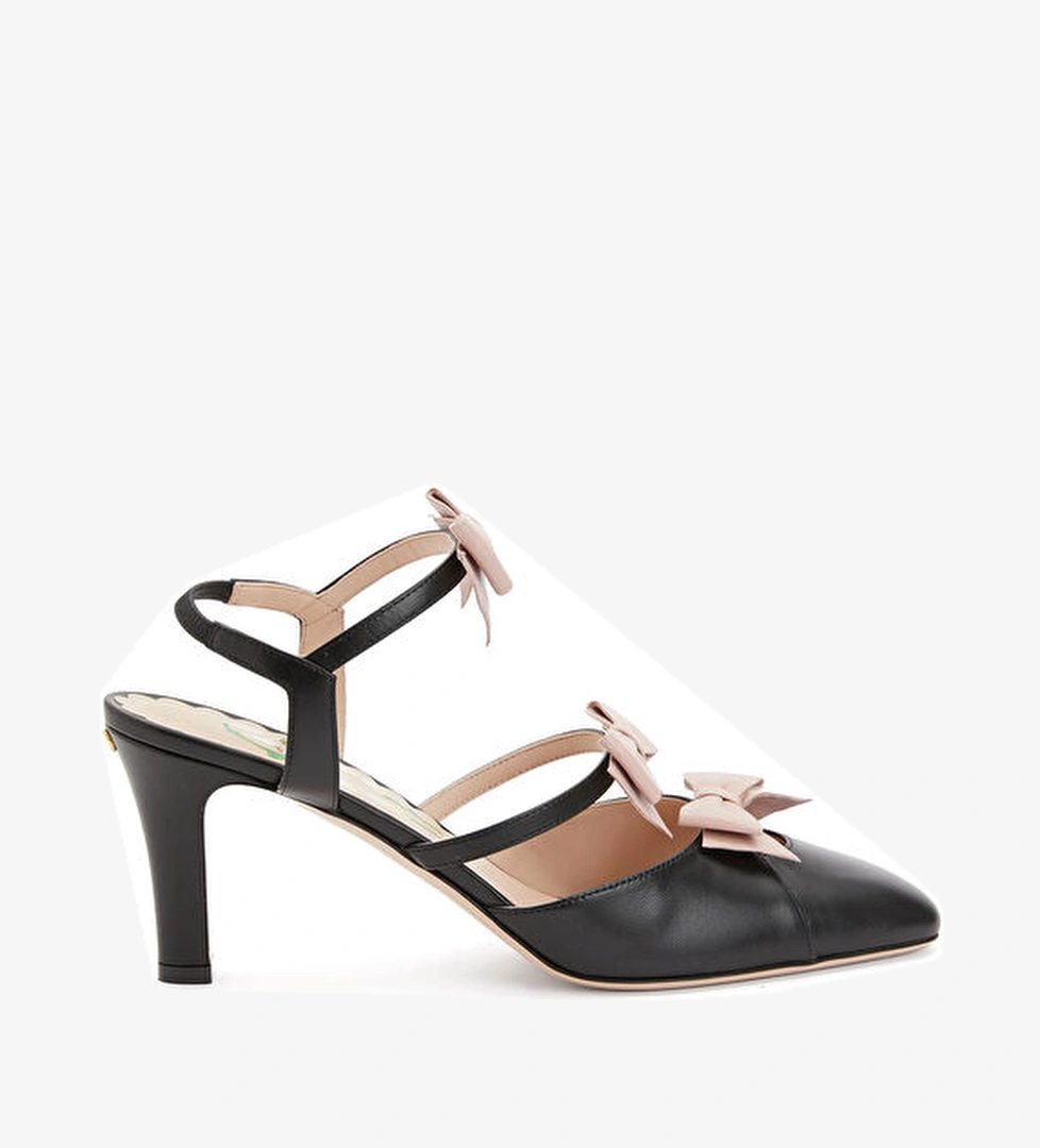 Valentino Garavani Bowow Siyah Deri Topuklu Ayakkabı model görseli