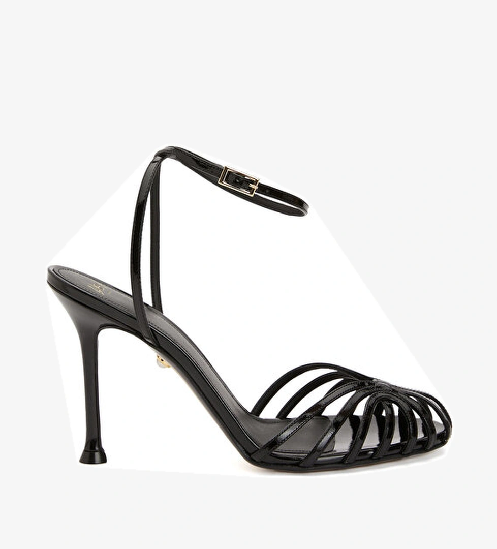 Alevi Ally Siyah Kadın Deri Sandalet model görseli