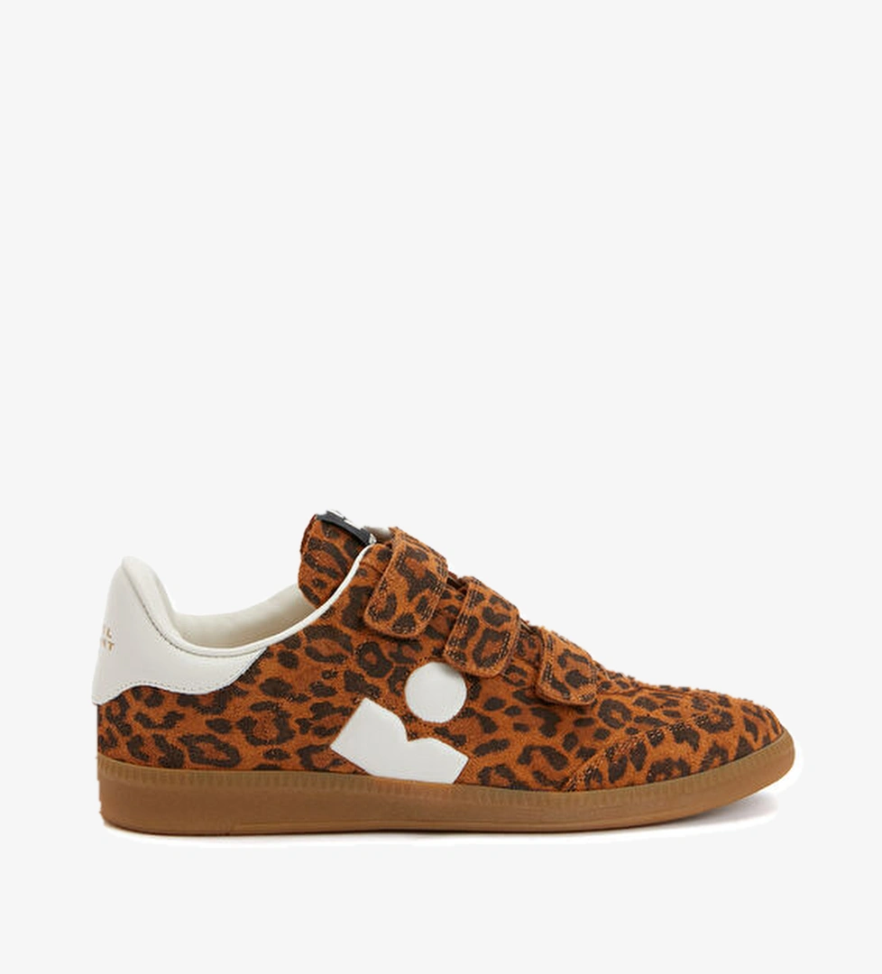 Leopar Desenli Kadın Süet Sneaker - Görsel 1