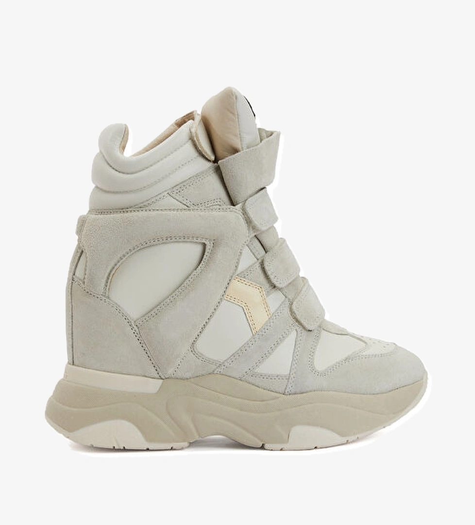 Beyaz Gizli Topuklu Kadın Deri Sneaker - Görsel 1